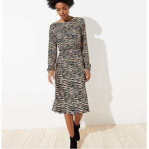 NWT LOFT Long Sleeve Tiger Stripe Bar Back Dress // 6